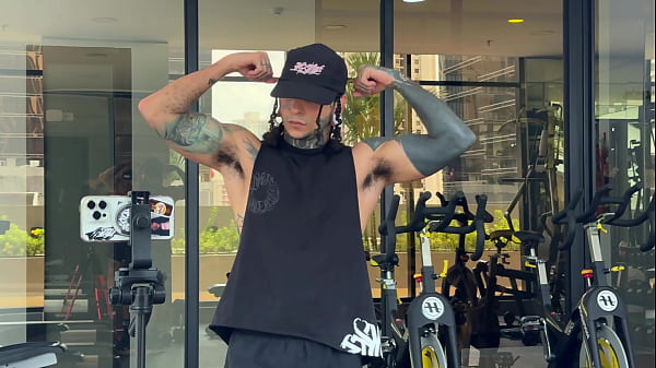 A sweaty, strong guy at the gym asks a neighbor in the building to smell his cock so he can fuck her later.